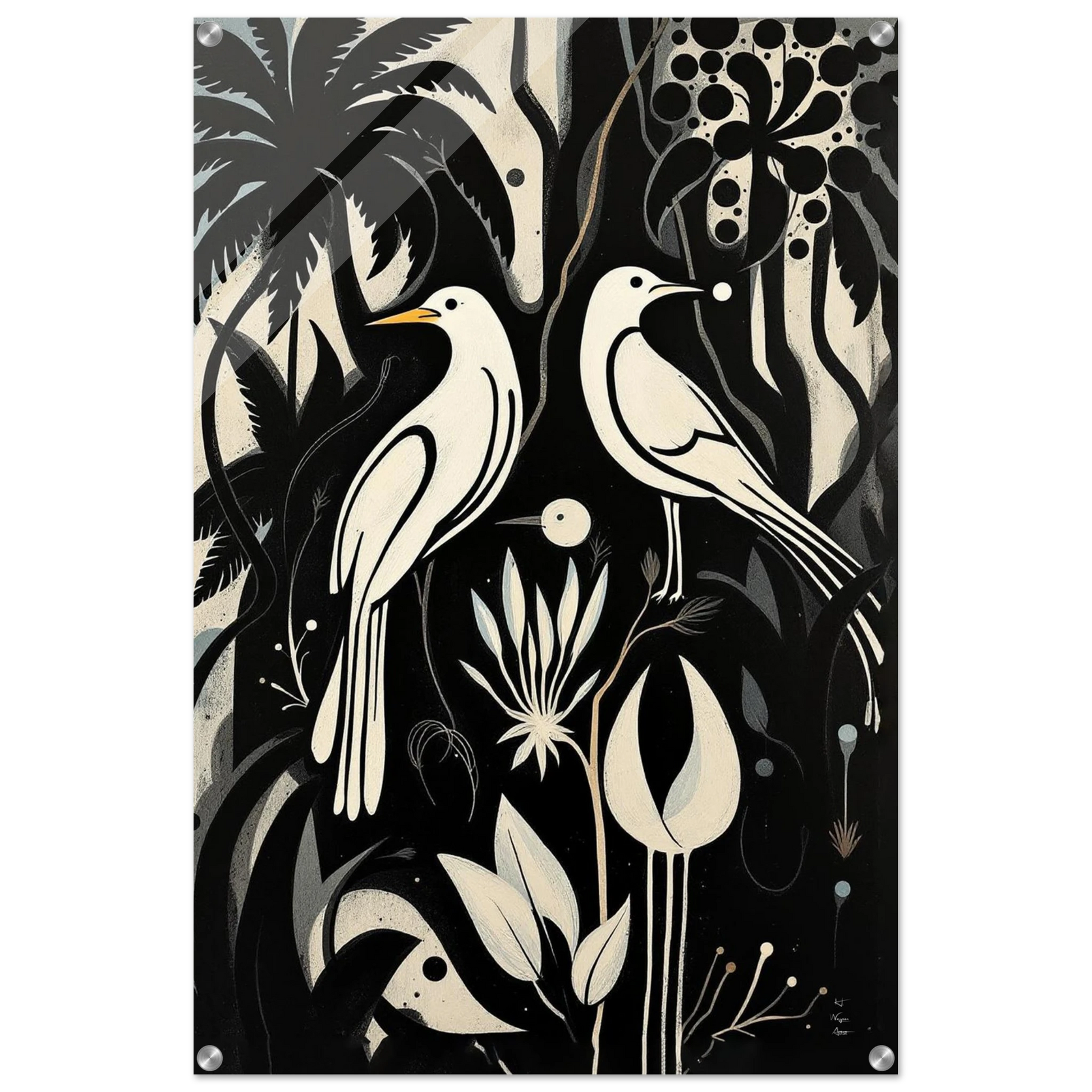 Black & White Minimalist Bird Art Print No Frame 60x90 cm 24x36″ Acrylic Print
