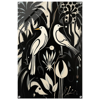 Black & White Minimalist Bird Art Print No Frame 60x90 cm 24x36″ Acrylic Print