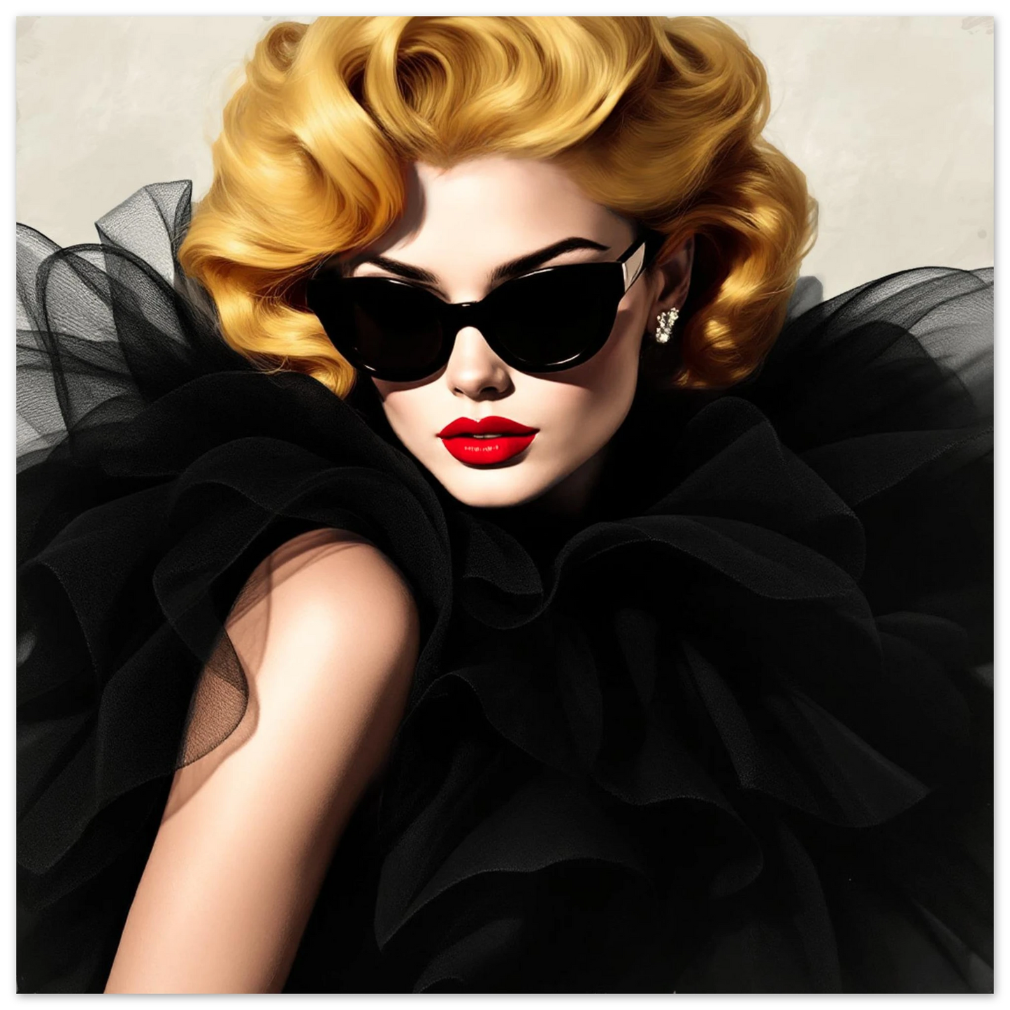 Paris Avant-Garde Retro Fashion Model Art Print 40x40 cm 16x16″ Premium Matte Paper Poster