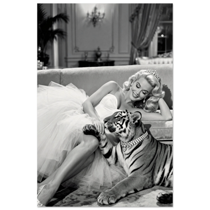 Vintage Hollywood Starlet Tiger Art Print 30x45 cm 12x18″ Museum-Quality Matte Poster