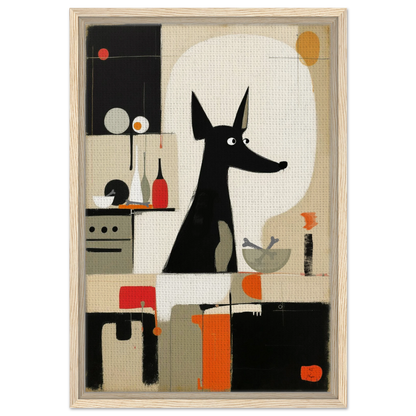 Modern Quirky Dog Lover Art Print Light Wood Frame 40x60 cm 16x24″ Framed Canvas