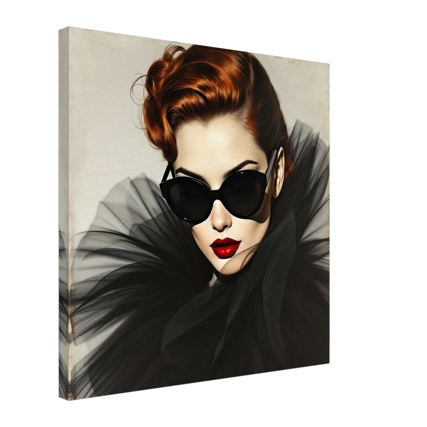 Femme Fatale Paris Runway Fashion Art Print 60x60 cm 24x24″ Gallery Wrapped Canvas