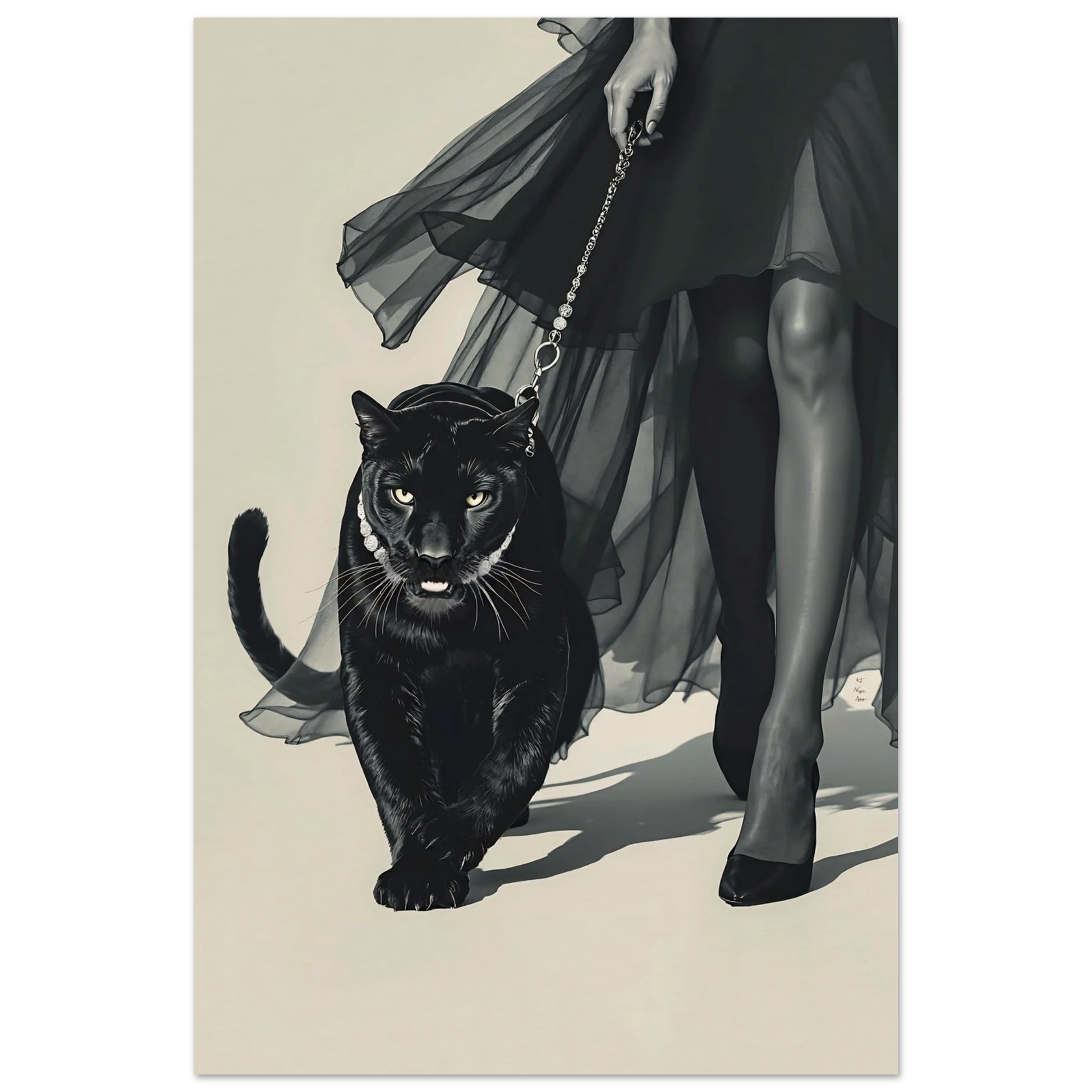 Retro Fashion Model Panther Art Print No Frame 60x90 cm 24x36″ Museum-Quality Matte Paper Poster