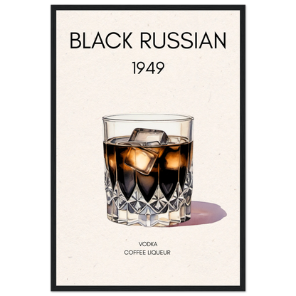 Black Russian Cocktail Bar Art Print Black Wood Frame 40x60 cm 16x24″ Premium Matte Paper Wooden Framed Poster