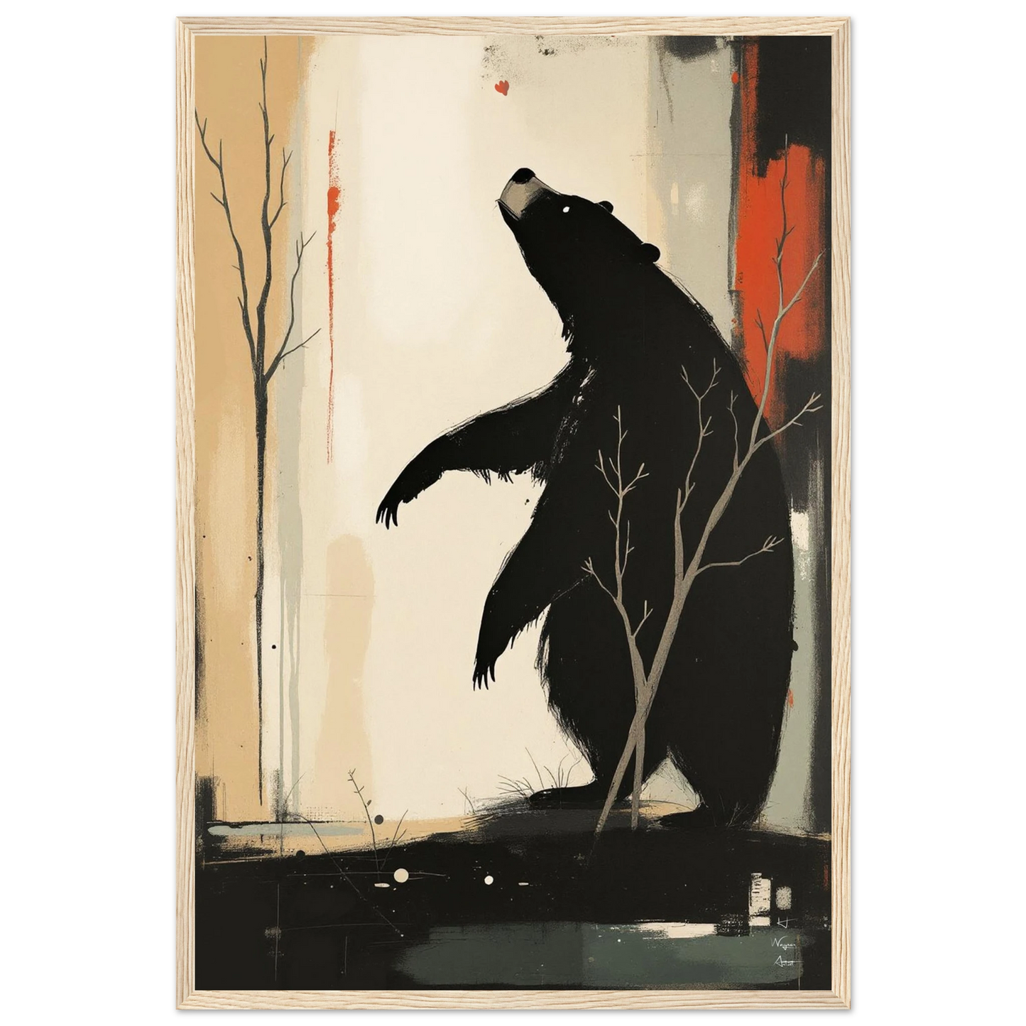 Abstract Bear Wildlife Art Print 40x60 cm 16x24″ Premium Matte Paper Wooden Framed Poster Light Wood Frame