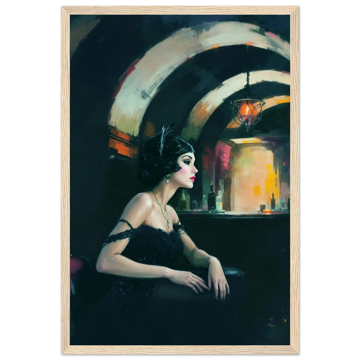Speakeasy Flapper Gatsby Wall Art Poster Print 30x45 cm 12x18″ Museum-Quality Matte Paper Wooden Framed Poster Light Wood Frame