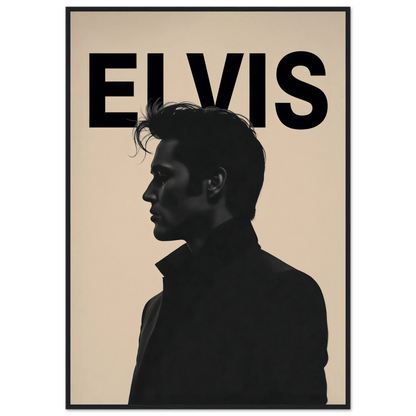 Young Elvis Presley Silhouette Art Print Black Wood Frame 70x100 cm 28x40″ Classic Matte Wooden Framed Poster