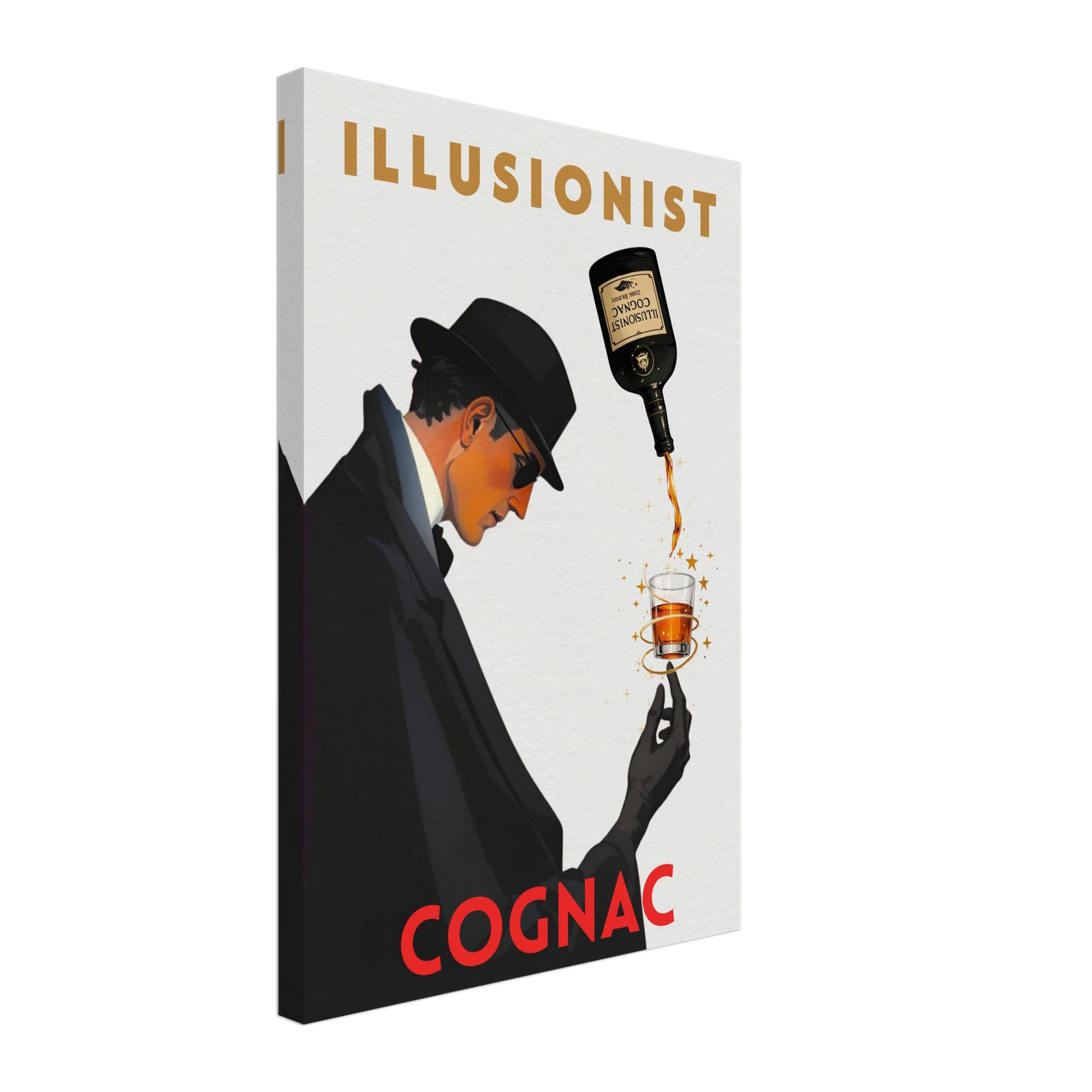 Vintage Illusionist Cognac Cocktail Bar Poster Print 40x60 cm 16x24″ Gallery Wrapped Canvas No Frame