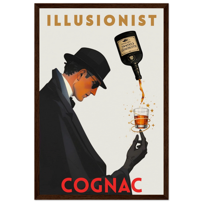 Vintage Illusionist Cognac Cocktail Bar Poster Print 30x45 cm 12x18″ Museum-Quality Matte Paper Wooden Framed Poster Dark Brown Wood Frame