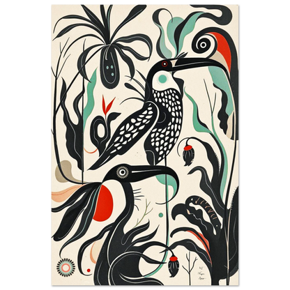 Mid-Century Modern Tropical Bird Art Print No Frame 30x45 cm 12x18″ Premium Matte Paper Poster
