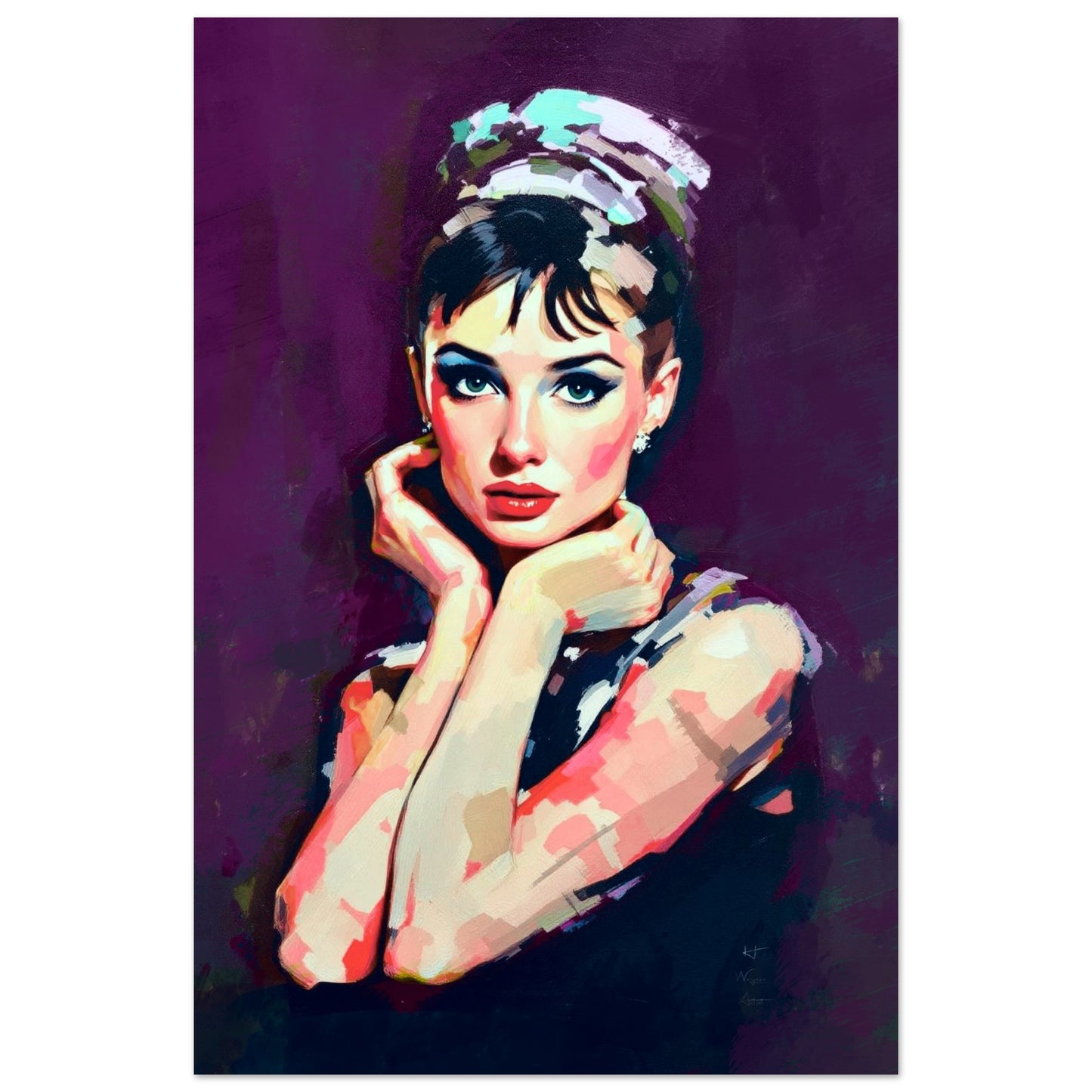Audrey Hepburn Painting Art Print 40x60 cm 16x24″ Premium Matte Poster No Frame