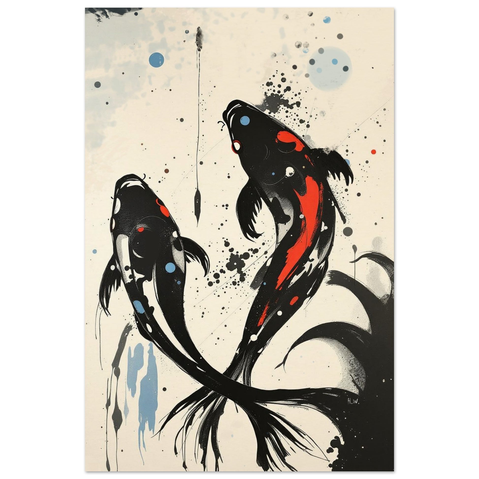 Modern Koi Fish Ocean Art Print 30x45 cm 12x18″ Museum-Quality Matte Paper Poster No Frame