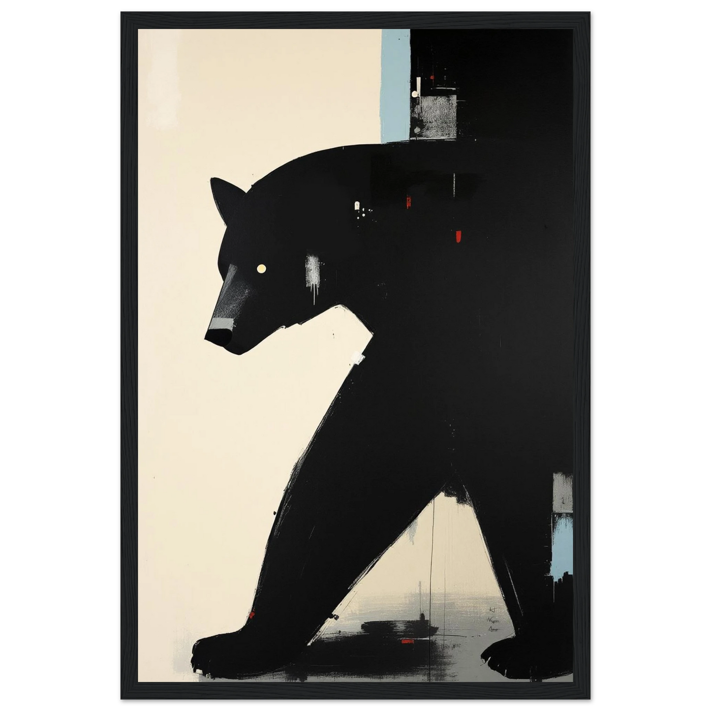Abstract Black Bear Art Poster Print Black Wood Frame 30x45 cm 12x18″ Classic Matte Wooden Framed Poster