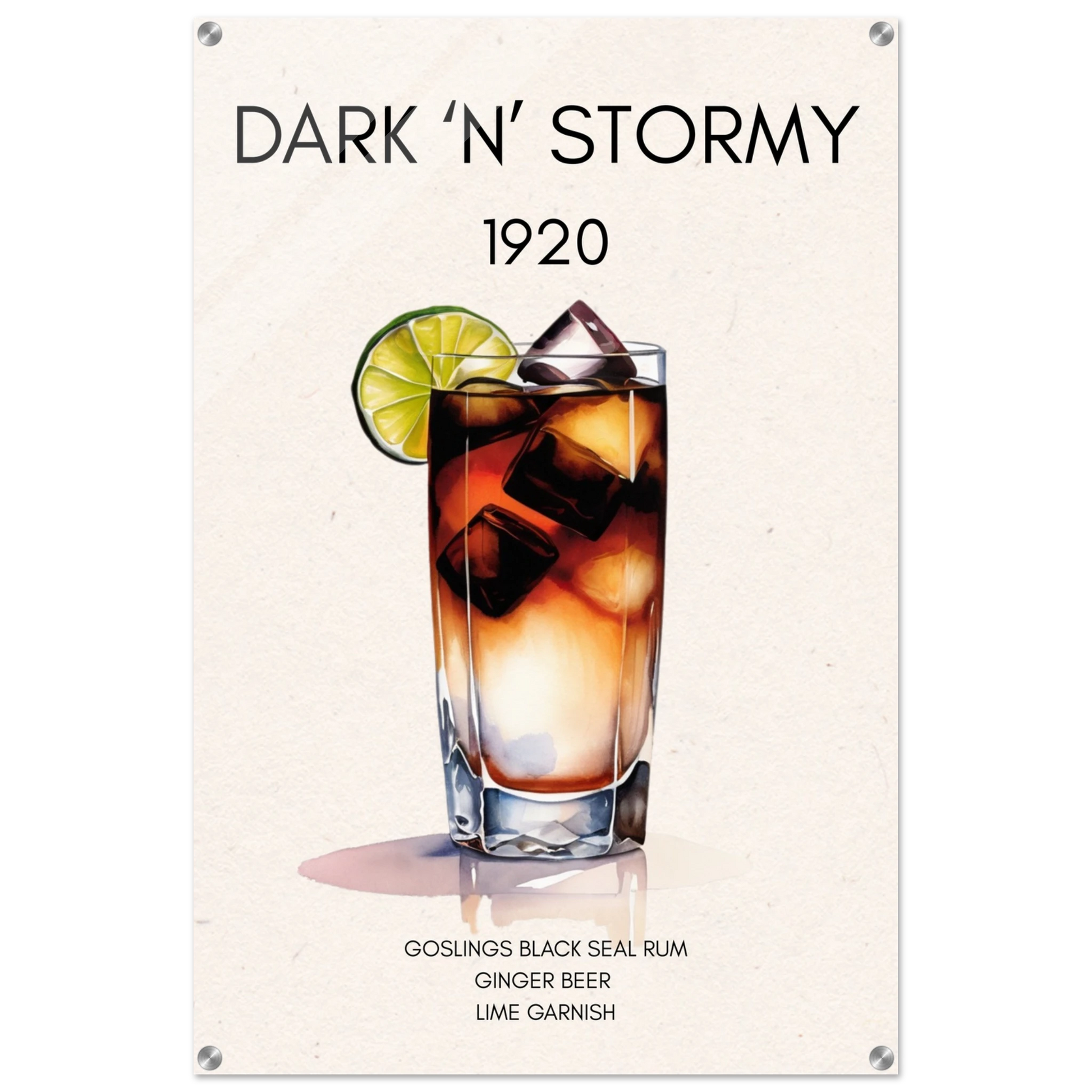 Dark n Stormy Cocktail Drink Bar Art Print No Frame 60x90 cm 24x36″ Sleek Acrylic Print