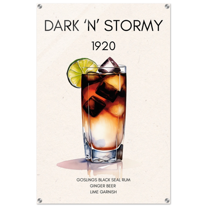 Dark n Stormy Cocktail Drink Bar Art Print No Frame 60x90 cm 24x36″ Sleek Acrylic Print