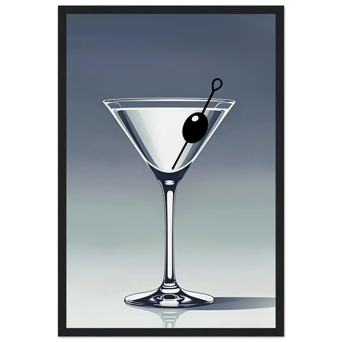 Retro Martini Cocktail Bar Art Print 30x45 cm 12x18″ Classic Matte Paper Wooden Framed Poster Black Wood Frame