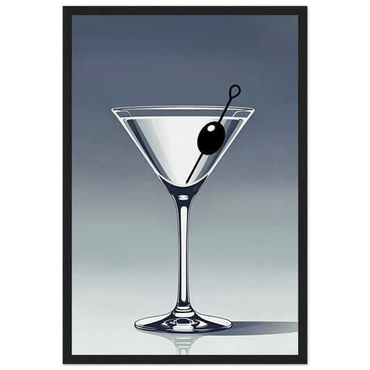 Retro Martini Cocktail Bar Art Print 30x45 cm 12x18″ Classic Matte Paper Wooden Framed Poster Black Wood Frame