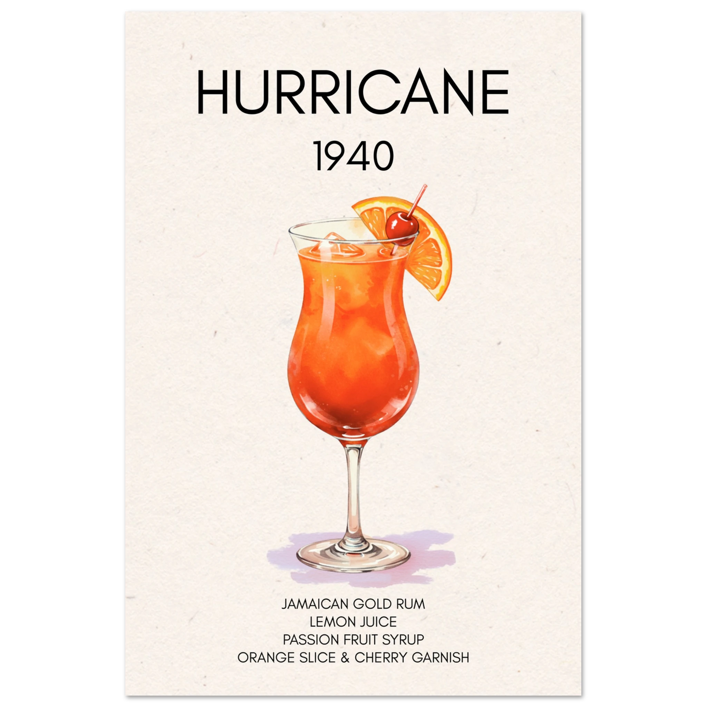 Hurricane Cocktail Bar Poster Print No Frame 60x90 cm 24x36″ Premium Matte Paper Poster
