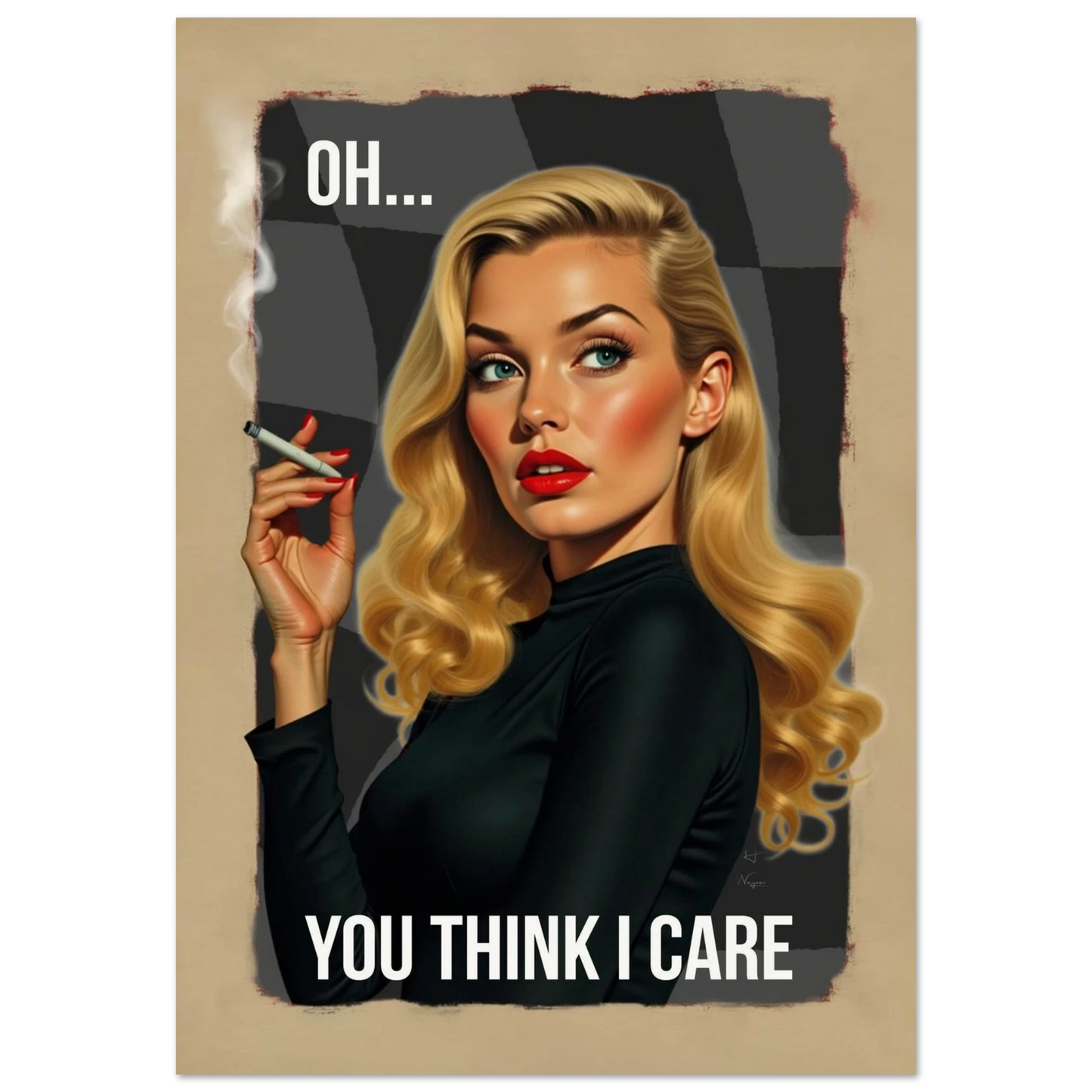 Retro Blonde Bombshell Funny Quote Art Print No Frame 70x100 cm 28x40″ Museum-Quality Matte Paper Poster