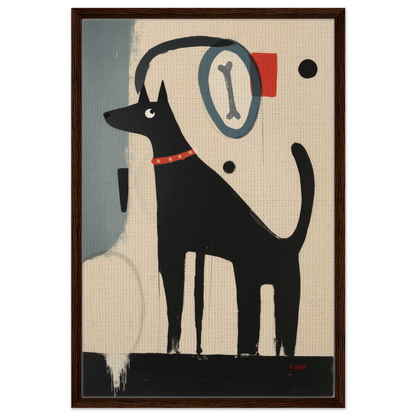 Funny Modern Dog Lover's Art Print 60x90 cm 24x36″ Framed Canvas Dark Brown Wood Frame