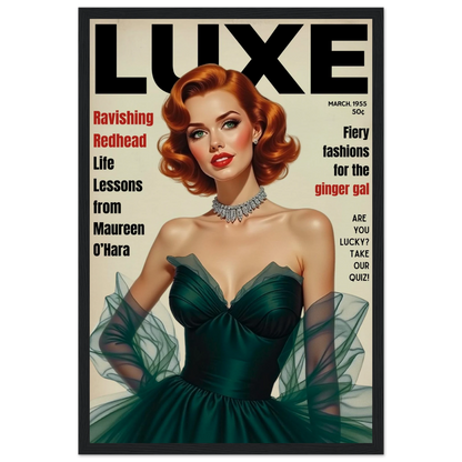 Maureen O'Hara Vintage Fashion Art Poster Print Black Wood Frame 30x45 cm 12x18″ Museum-Quality Matte Paper Wooden Framed Poster