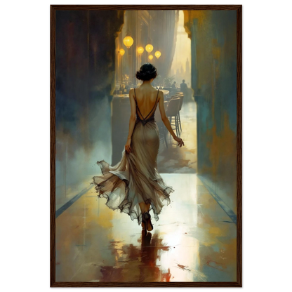 1920s Speakeasy Art Deco Flapper Print 40x60 cm 16x24″ Premium Matte Paper Wooden Framed Poster Dark Brown Wood Frame