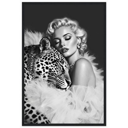 Marilyn Monroe Glam Leopard Art Print Black Wood Frame 40x60 cm 16x24″ Premium Matte Paper Wooden Framed Poster