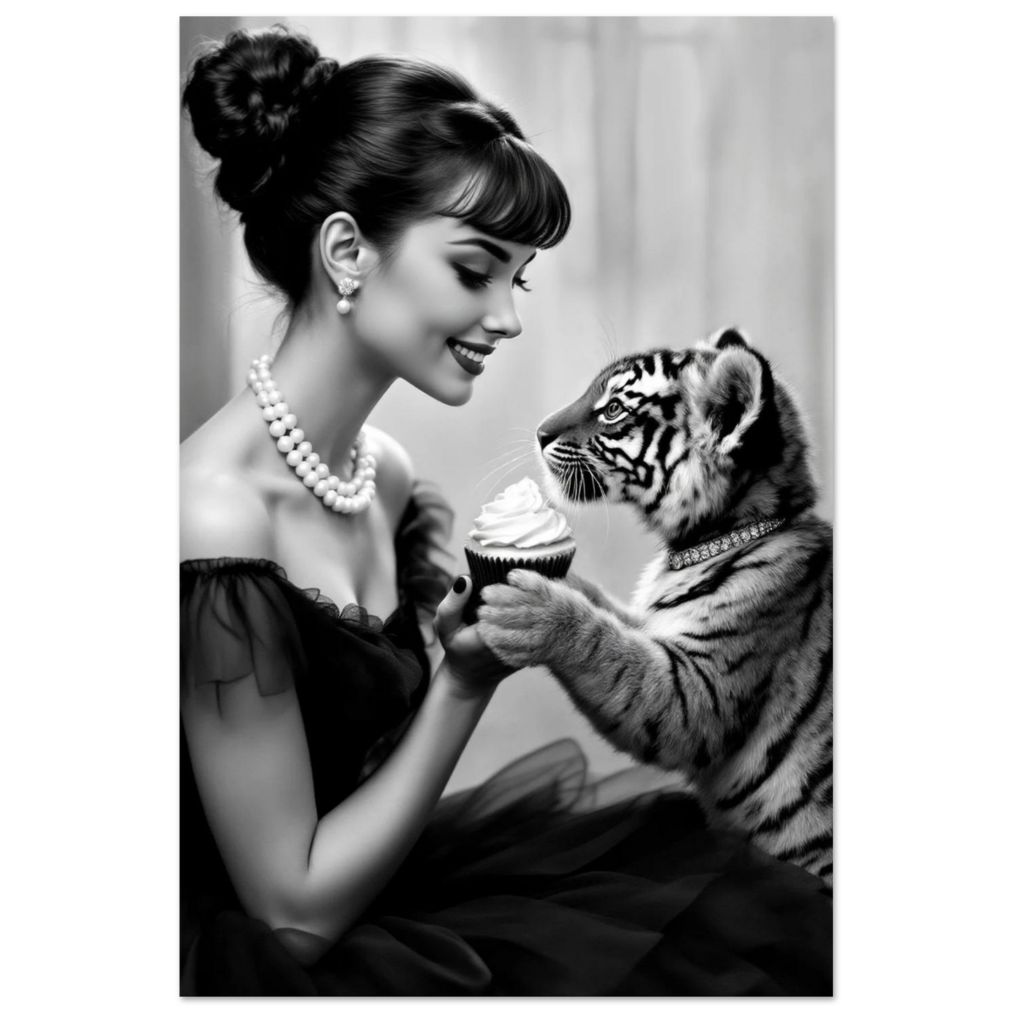 Audrey Hepburn Tiger Cub Art Print No Frame 40x60 cm 16x24″ Premium Matte Paper Poster