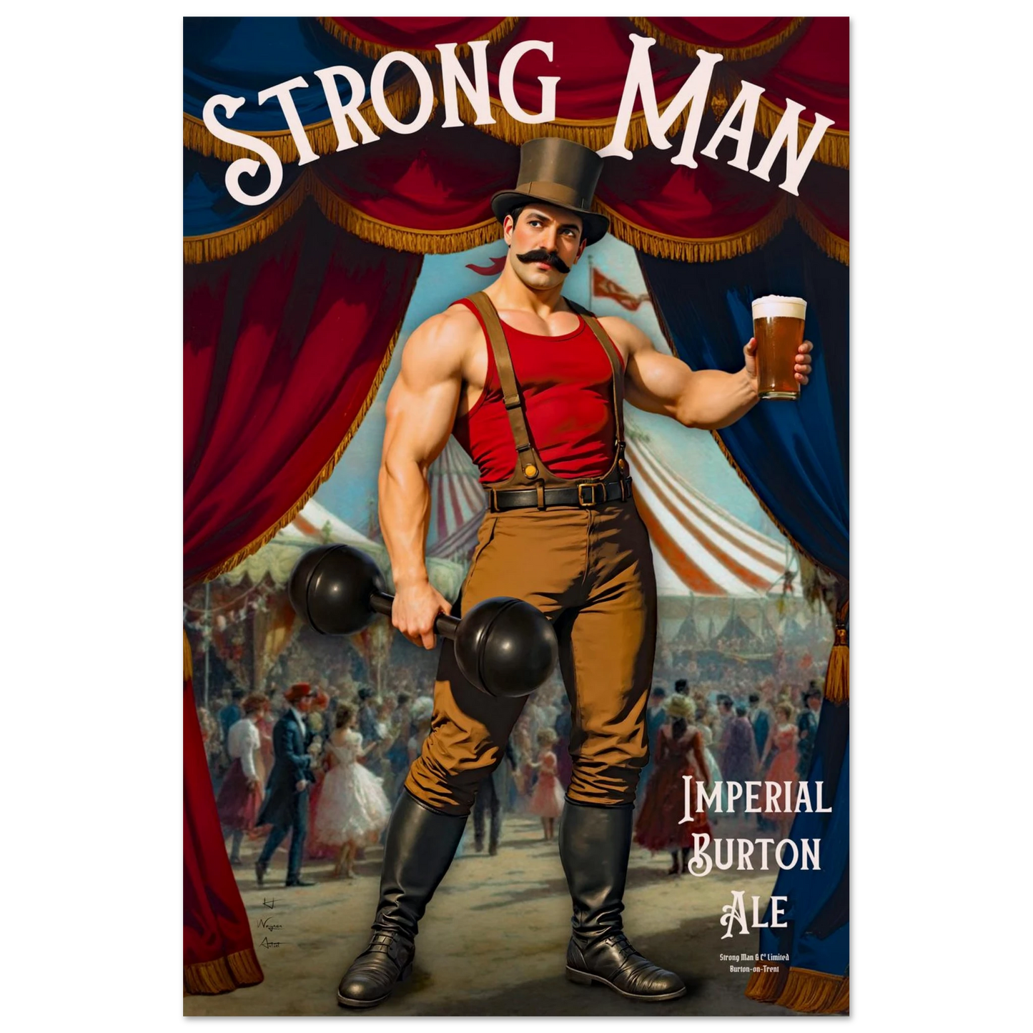 Vintage Victorian Circus Strongman Ale Art Print No Frame 40x60 cm 16x24″ Museum-Quality Matte Paper Poster