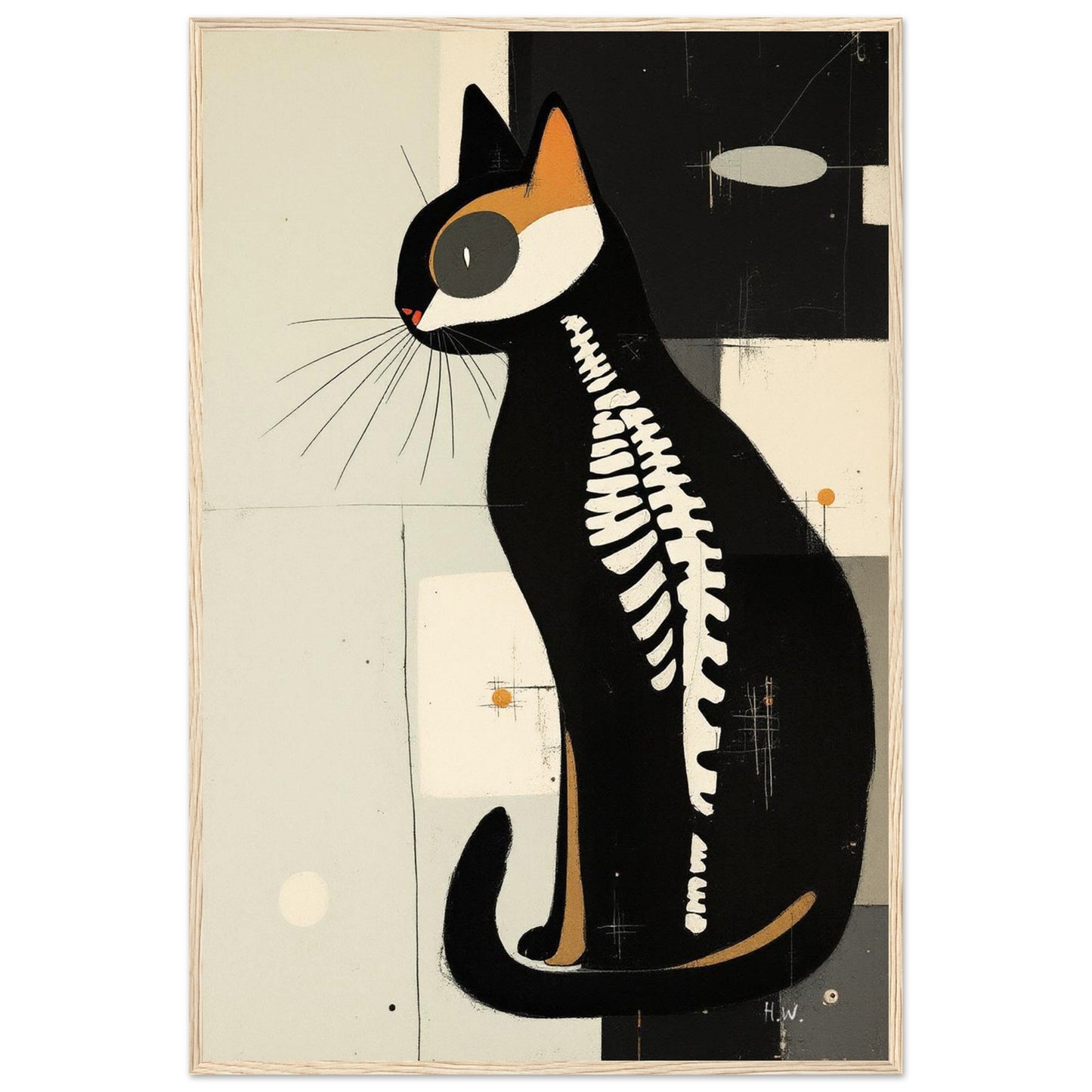 Modern Cat Skeleton Abstract Art Poster Print No Frame 60x90 cm 24x36″ Sleek Acrylic Print