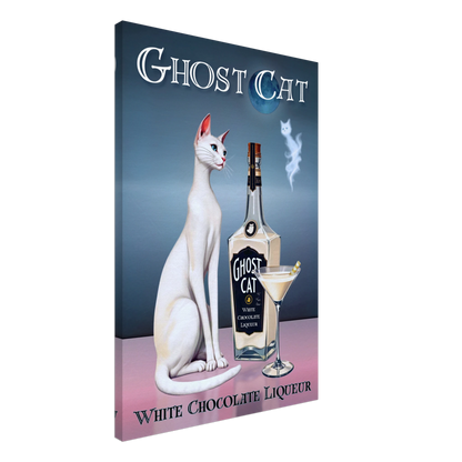 White Cat Chocolate Martini Cocktail Bar Art Print 60x90 cm 24x36″ Gallery Wrapped Canvas No Frame