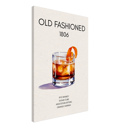 Classic Old Fashioned Cocktail Bar Art Print Dark Brown Wood Frame 40x60 cm 16x24″ Framed Canvas
