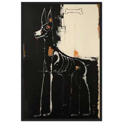 X-ray Skeleton Dog Abstract Art Poster Print 40x60 cm 16x24″ Museum-Quality Matte Paper Wooden Framed Poster Black Wood Frame
