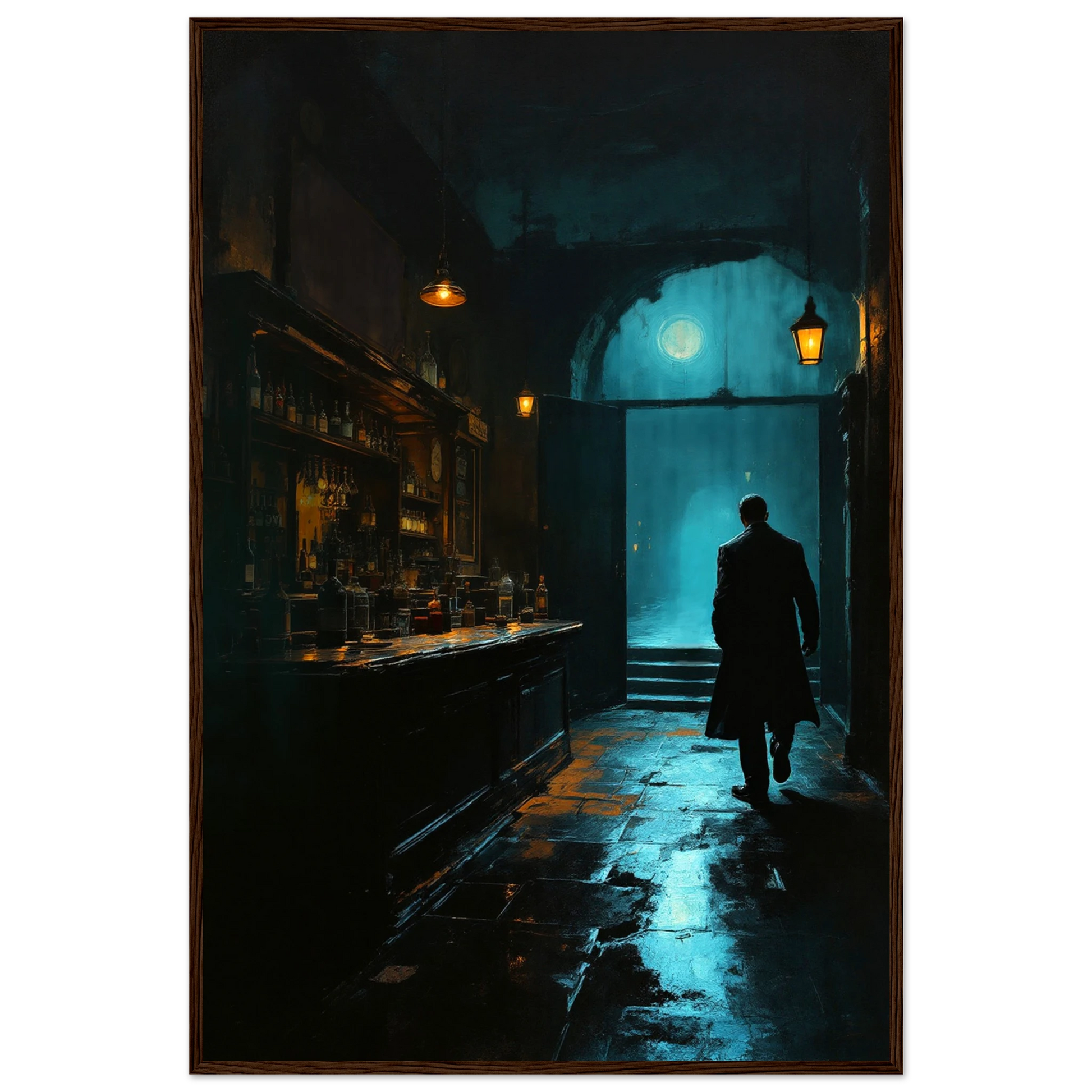 Speakeasy Prohibition Bootleg Bar Art Poster Print 60x90 cm 24x36″ Classic Matte Paper Wooden Framed Poster Dark Brown Wood Frame