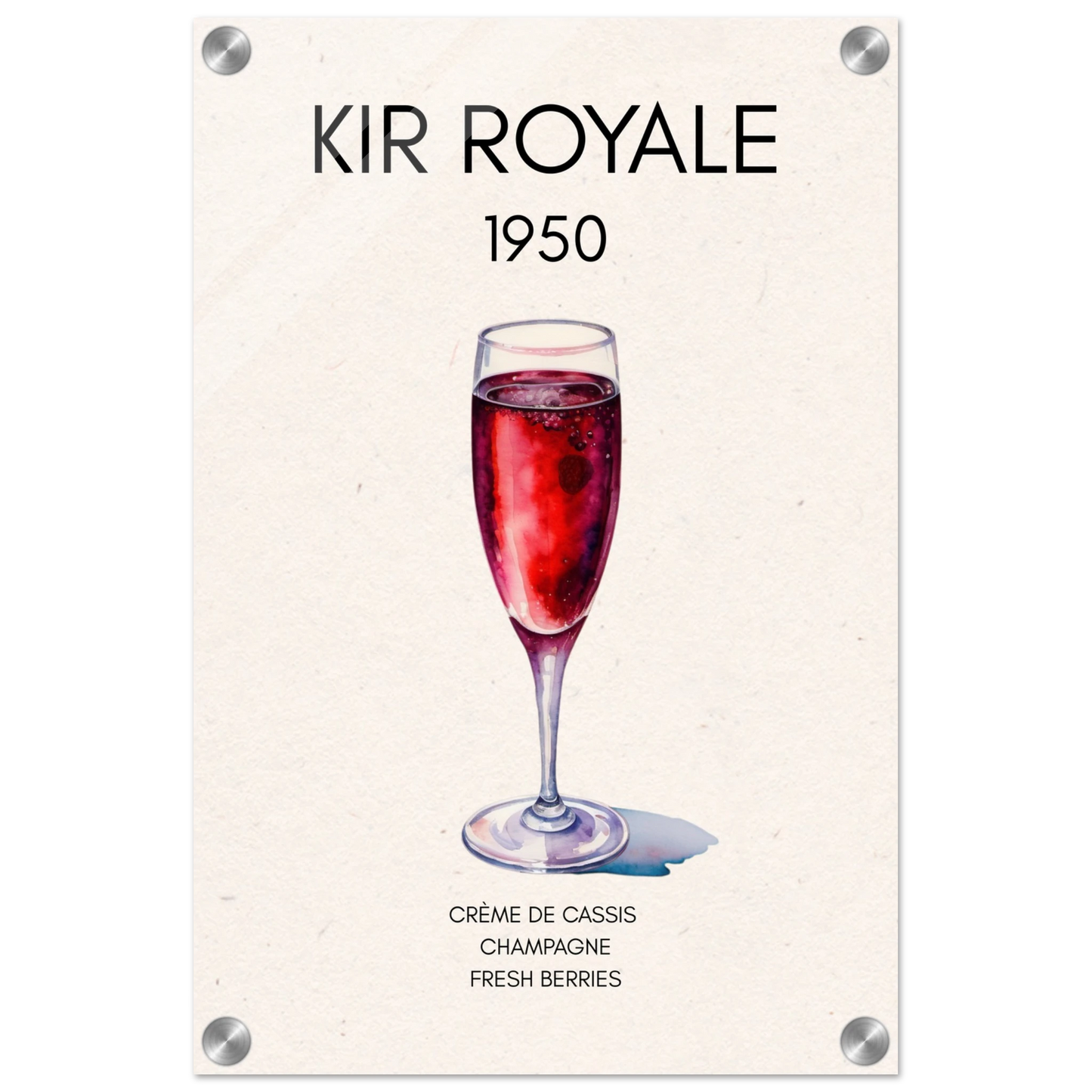 Kir Royale Champagne Cocktail Bar Poster Print No Frame 30x45 cm 12x18″ Sleek Acrylic Print