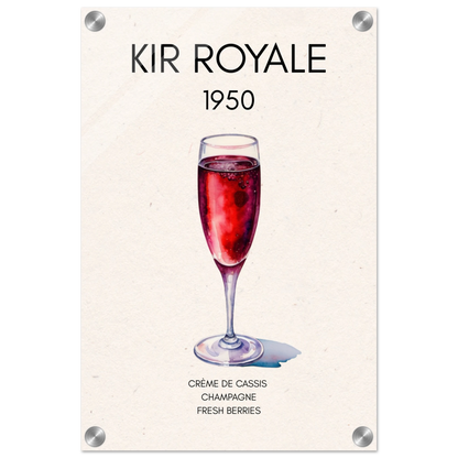 Kir Royale Champagne Cocktail Bar Art Print No Frame 30x45 cm 12x18″ Sleek Acrylic Print