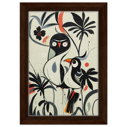Abstract Bird Modern Tropical Art Print Dark Brown Wood Frame 20x30 cm 8x12″ Framed Canvas