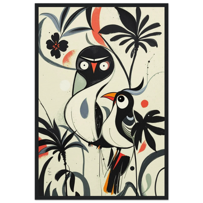 Abstract Bird Modern Tropical Art Print Black Wood Frame 40x60 cm 16x24″ Museum-Quality Matte Wooden Framed Poster