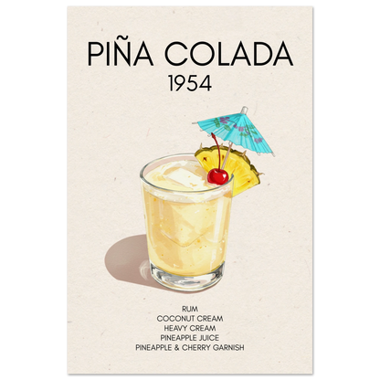 Pina Colada Cocktail Bar Poster Print No Frame 40x60 cm 16x24″ Museum-Quality Matte Paper Poster