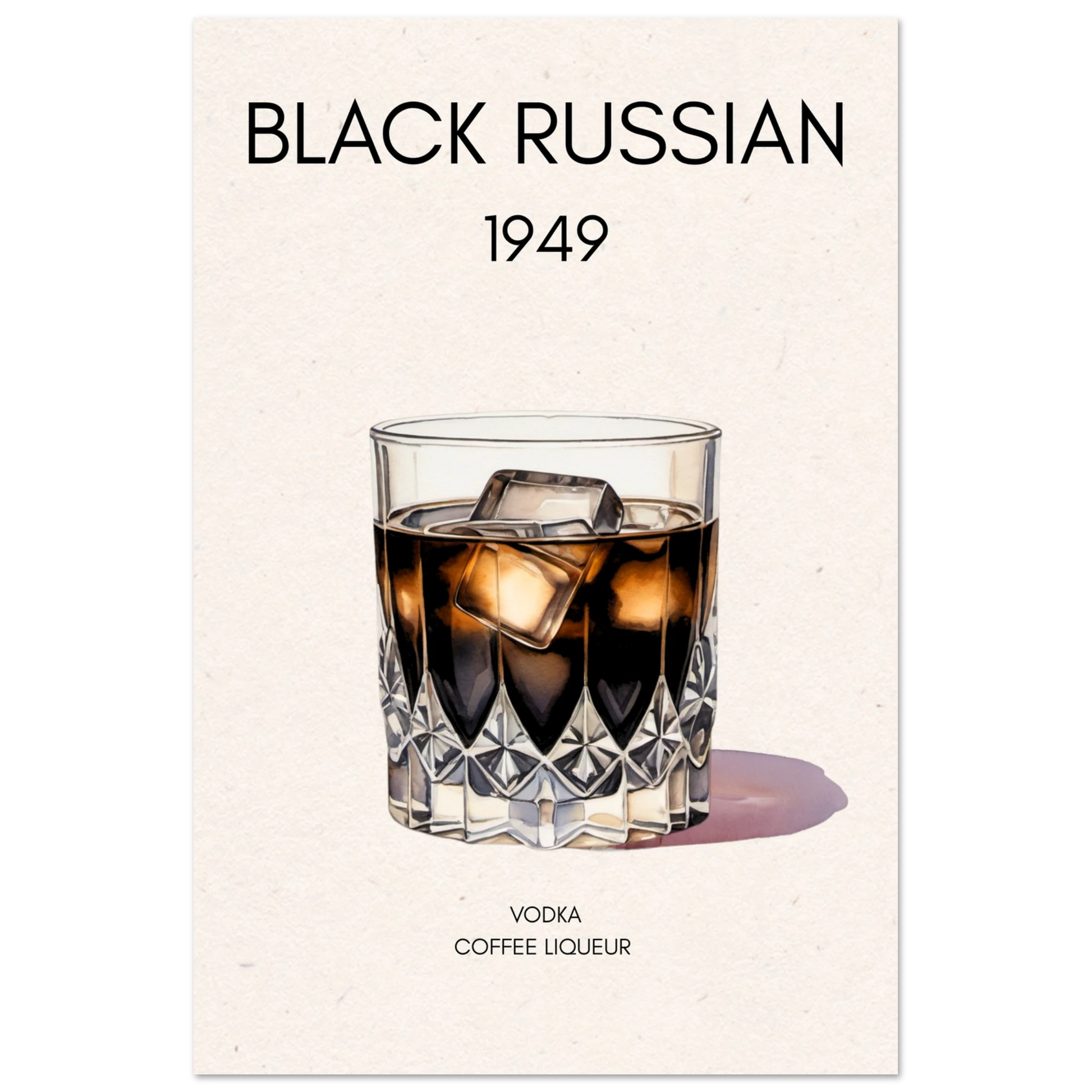 Black Russian Cocktail Bar Art Print No Frame 40x60 cm 16x24″ Classic Matte Paper Poster