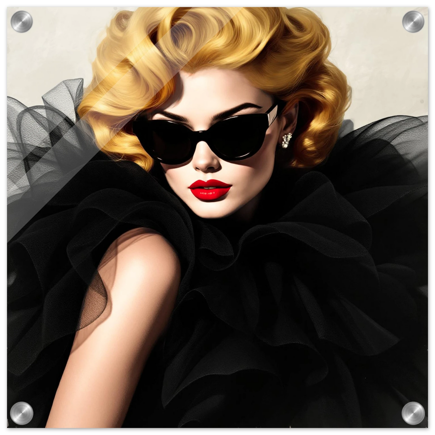 Paris Avant-Garde Retro Fashion Model Art Print 40x40 cm 16x16″ Sleek Acrylic Print