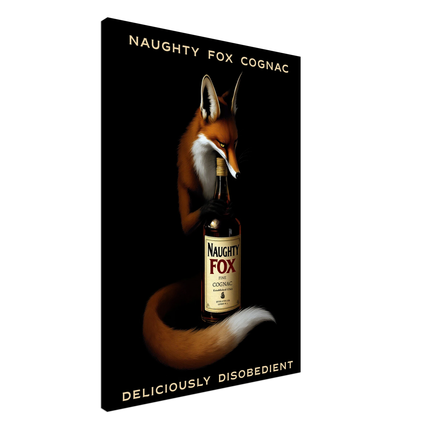 Fox Cognac Cocktail Bar Art Print No Frame 70x100 cm 28x40″ Gallery Wrapped Canvas