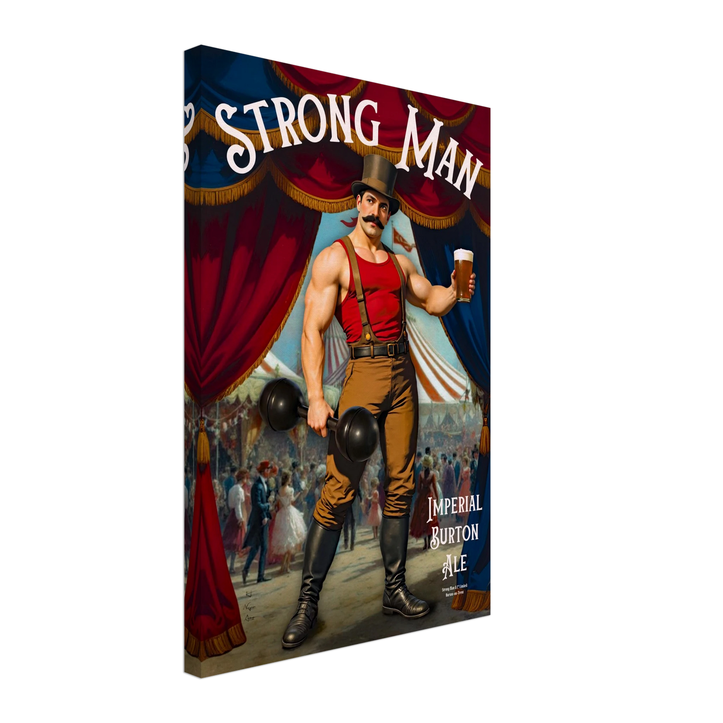 Vintage Victorian Circus Strongman Ale Art Print No Frame 40x60 cm 16x24″ Gallery Wrapped Canvas
