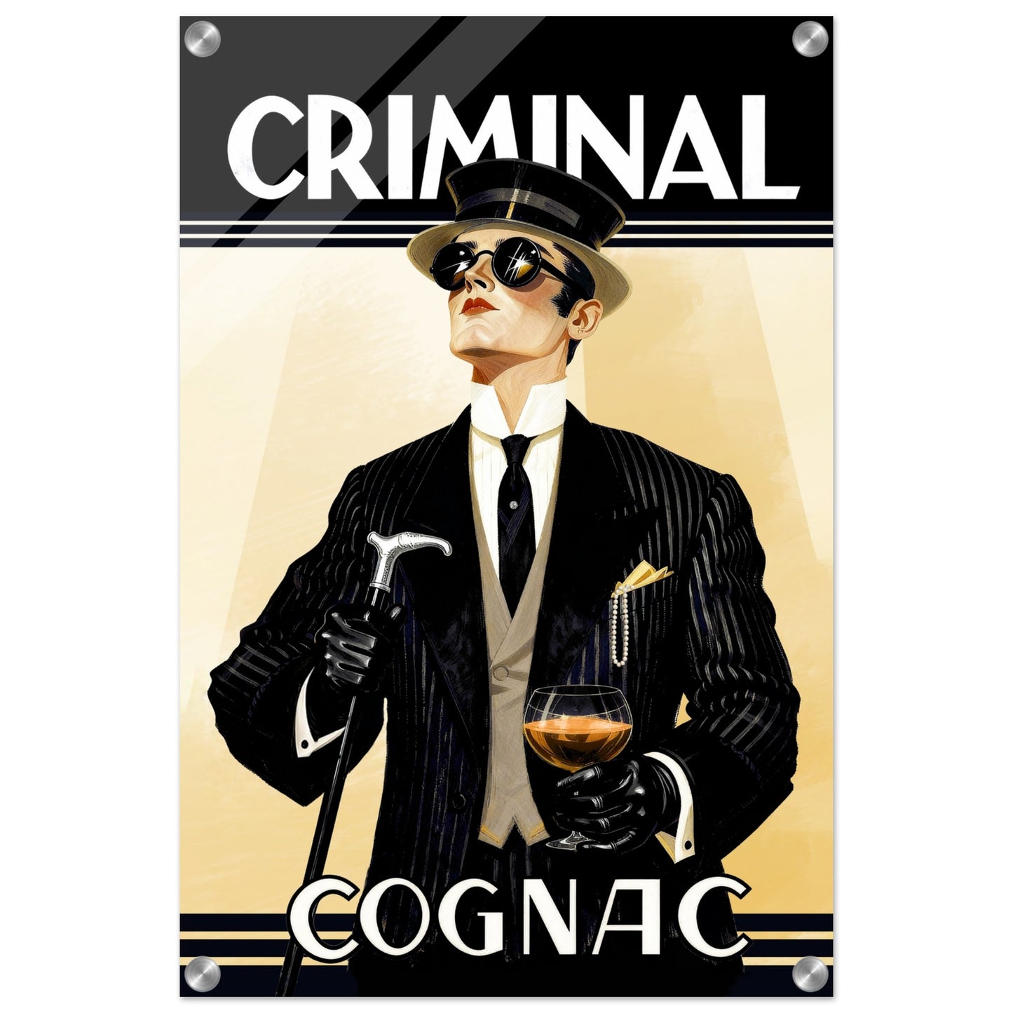 Criminal Cognac 1920s Art Deco Print 60x90 cm 24x36″ Museum-Quality Matte Framed Poster - Black Wood