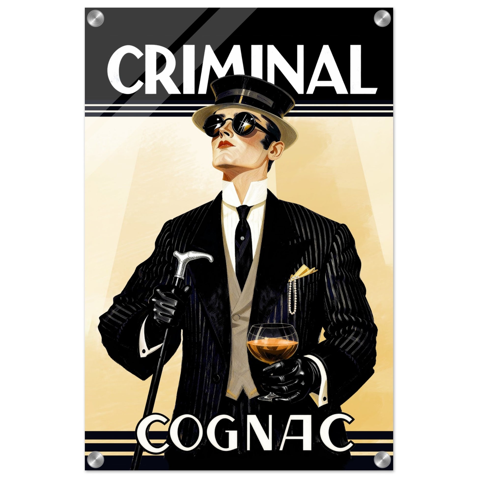 Criminal Cognac 1920s Art Deco Print 60x90 cm 24x36″ Museum-Quality Matte Framed Poster - Black Wood
