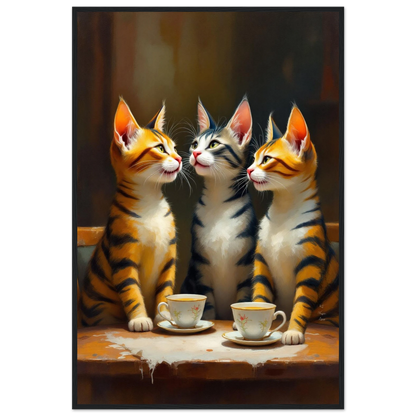 Tabby Cat Vintage Kitchen Art Print 60x90 cm 24x36″ Premium Matte Framed Poster Dark Brown Wood Frame