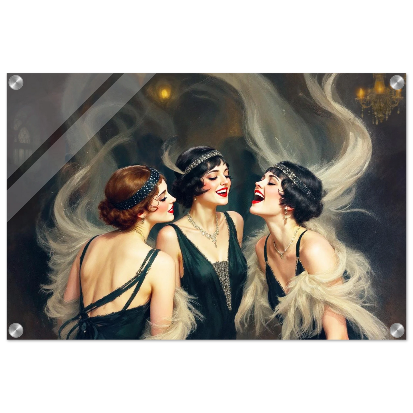 Flapper Girls Speakeasy Gatsby Art Print No Frame 40x60 cm 16x24″ Sleek Acrylic Print