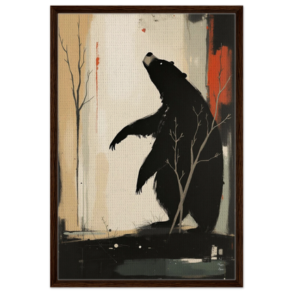 Abstract Bear Wildlife Art Print 60x90 cm 24x36″ Framed Canvas Dark Brown Wood Frame
