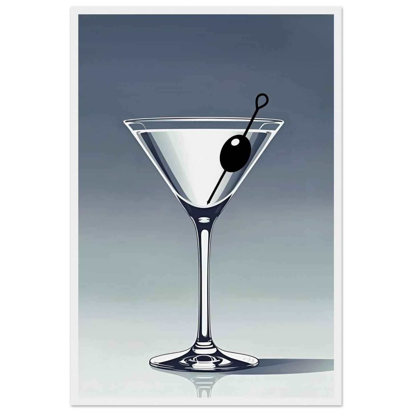 Retro Martini Cocktail Bar Art Print 40x60 cm 16x24″ Premium Matte Paper Wooden Framed Poster White Wood Frame