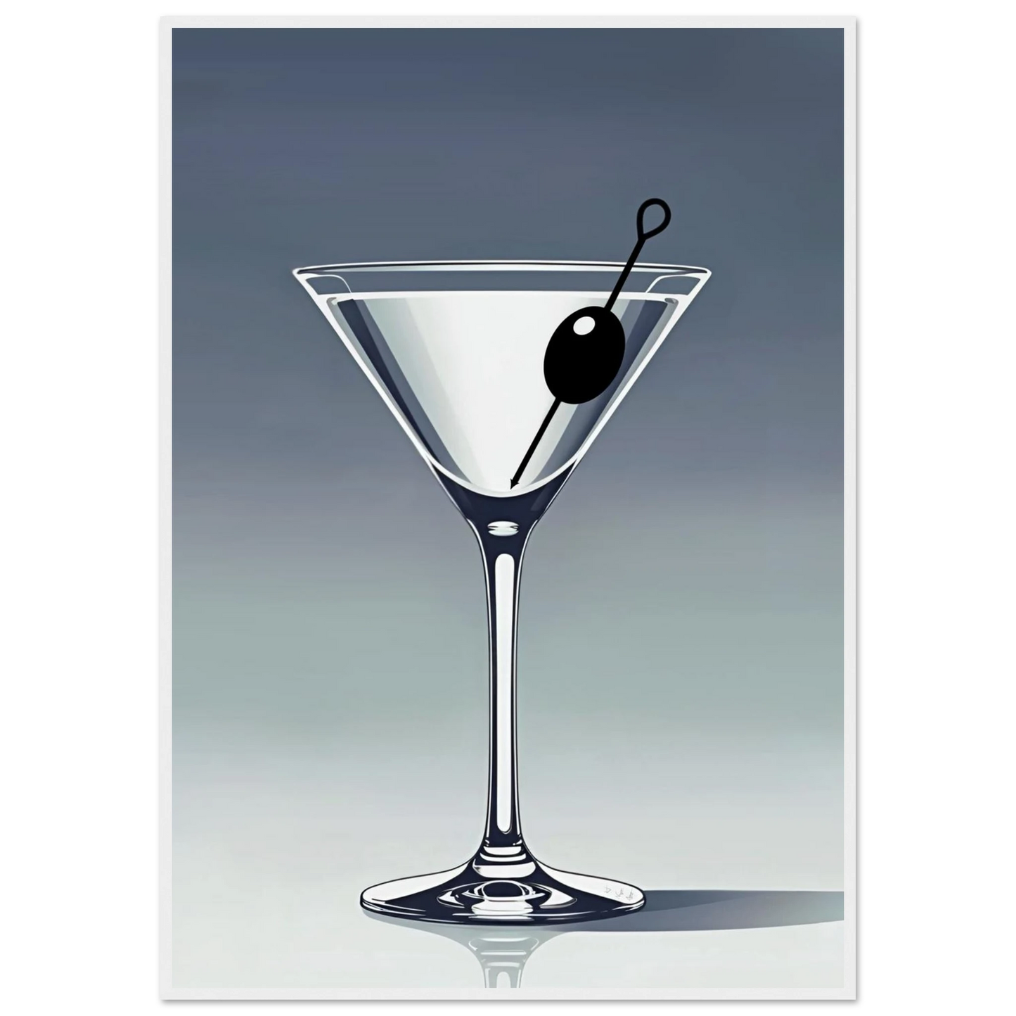 Retro Martini Cocktail Bar Art Print 70x100 cm 28x40″ Premium Matte Paper Wooden Framed Poster White Wood Frame